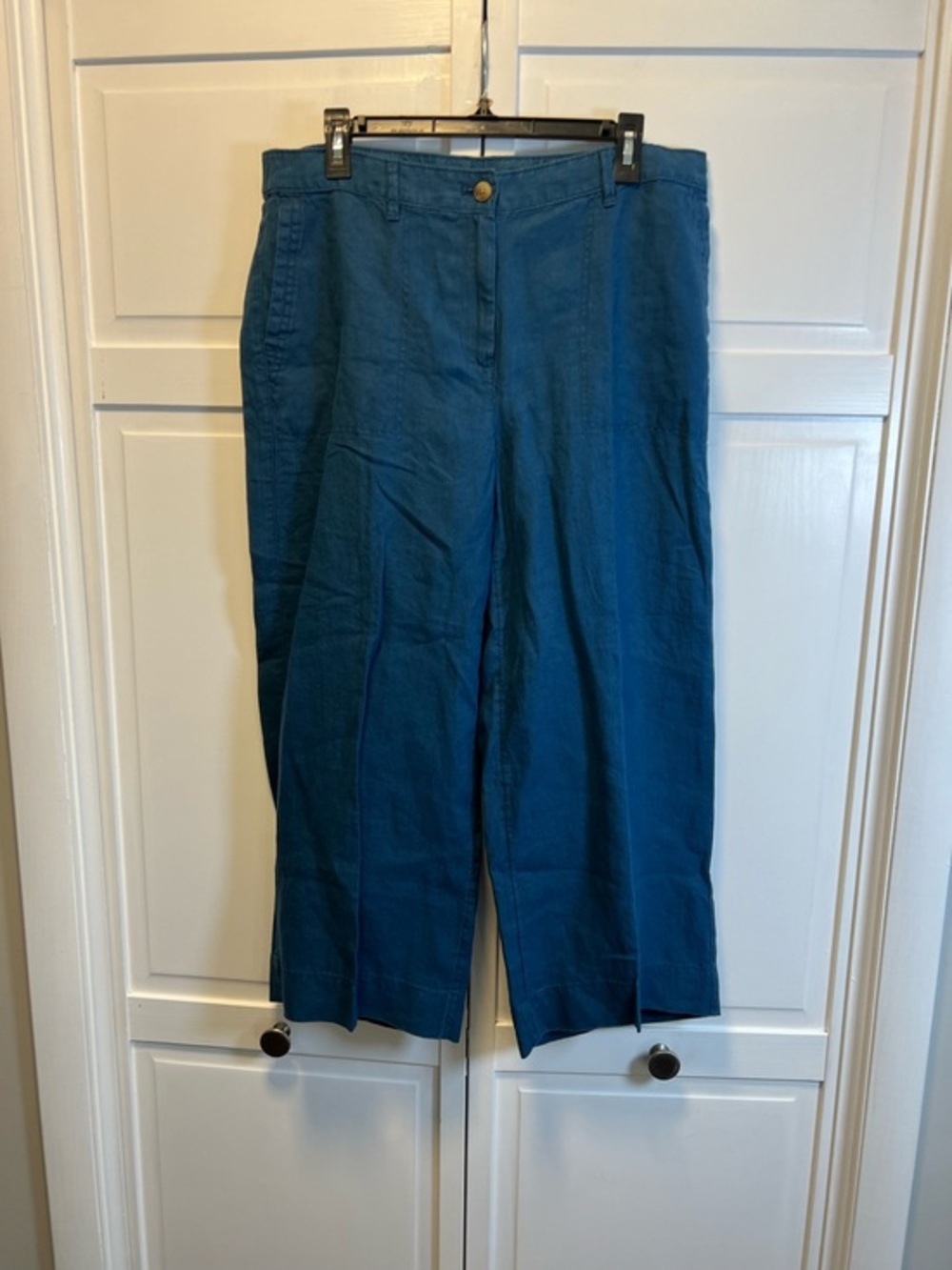 J. Jill Love Linen Teal Wide-Leg Cropped Pants